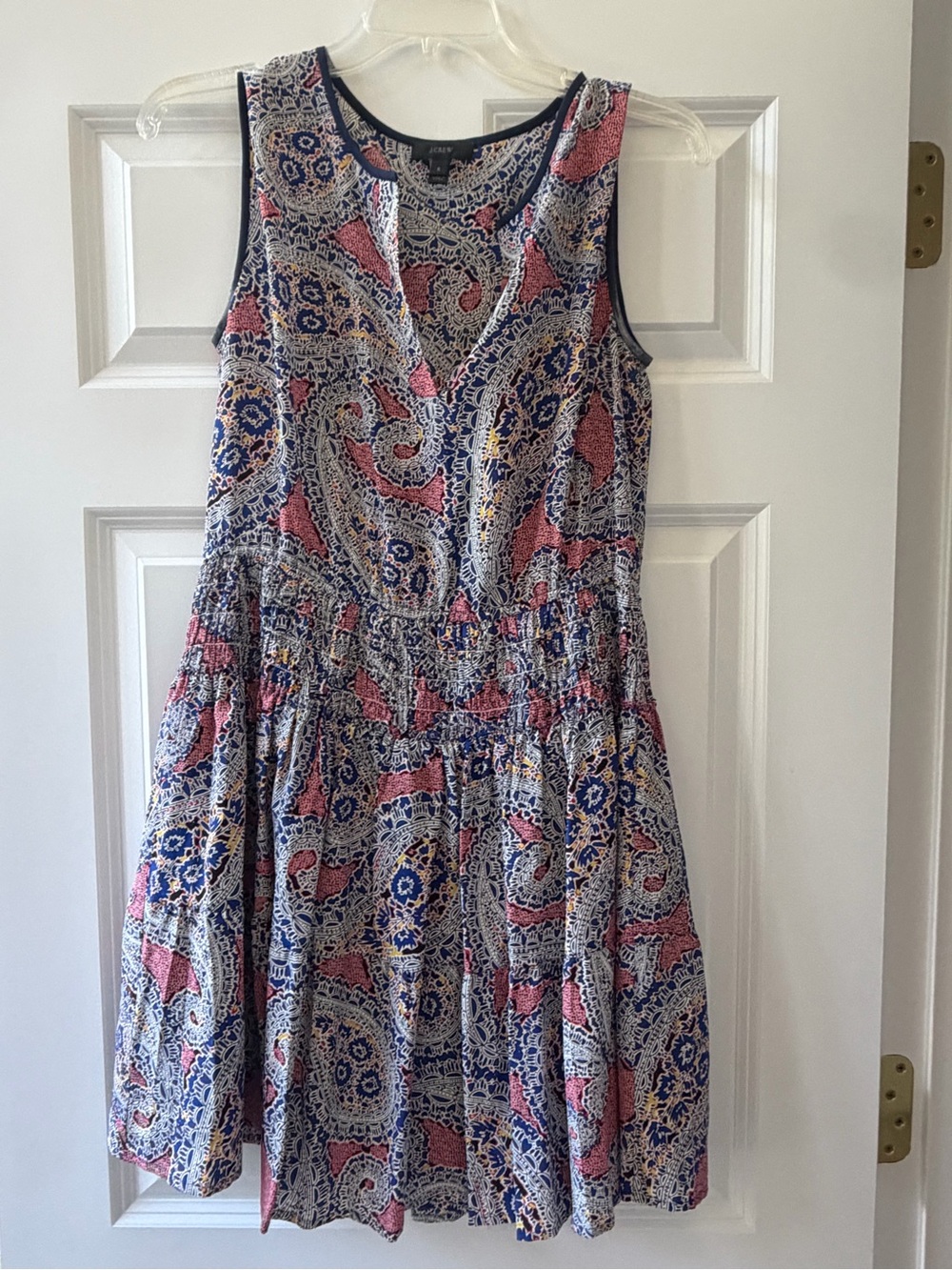 J. Crew Sleeveless Paisley Mini Dress in Blue, Pink and White